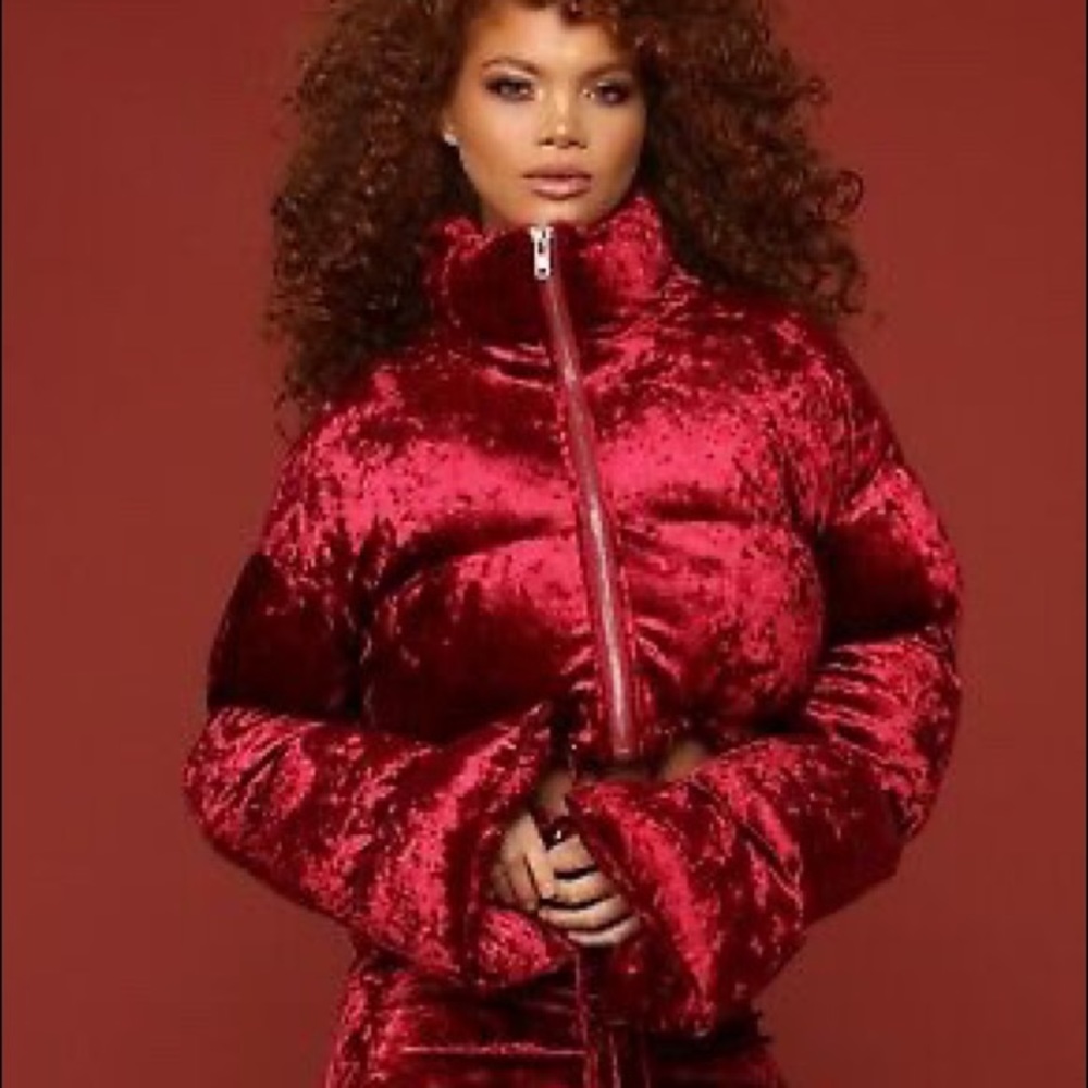 Cardi B Fashion nova Red velvet cropped jacket